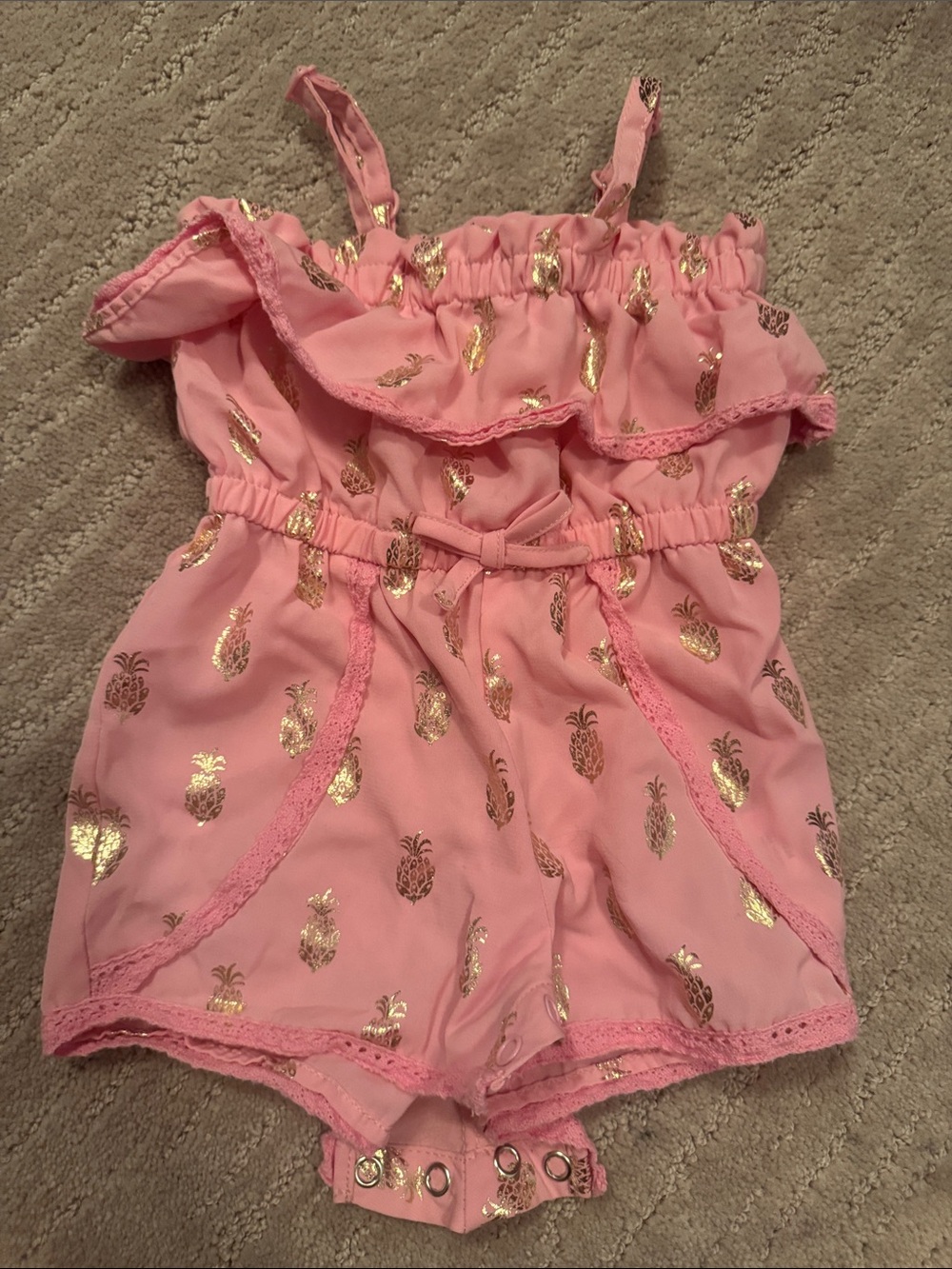 Juicy Couture Pink Romper with Gold Pineapple Print